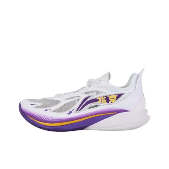 LiNing SONIC 12 PE Version Cushioning Wear Resistant Low Top Basketball Shoes Men's White Purple