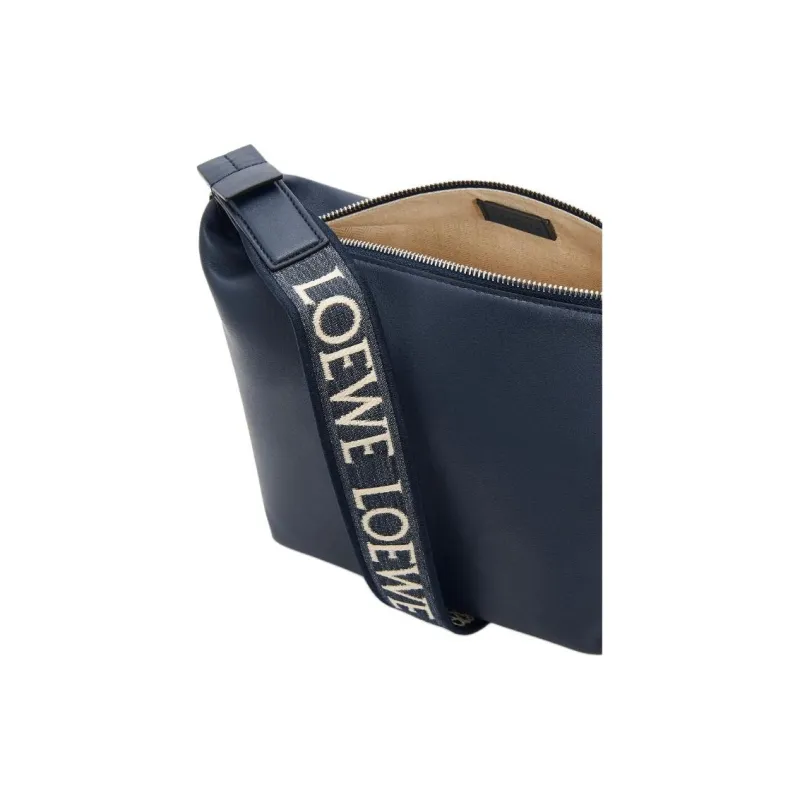 LOEWE Cubi Smooth Cow Leather Shoulder Bag Crossbody Bag Small Size Men's Dark Blue-3