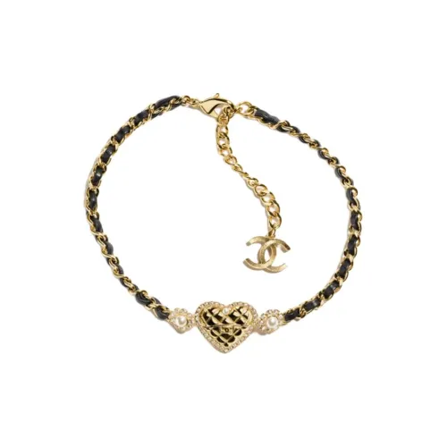 CHANEL Metal Lambskin Crystal Glass Pearl Rhinestone Necklaces Unisex Black