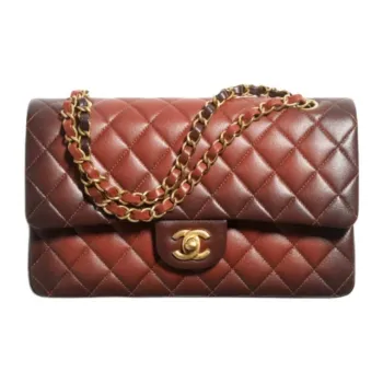 CHANEL Classic Flap CF Gold Metal With Lambskin Shoulder Bag, Crossbody Bag Women's Brown