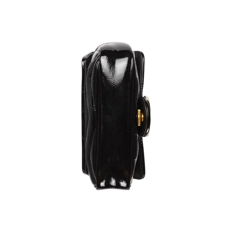 GUCCI GG Marmont Patent Leather, Leather Shoulder Bag, Crossbody Bag Extra Mini Women's Black-4