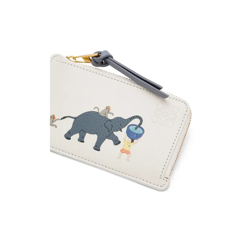 LOEWE Suna Fujita Collaboration Cow Leather Card Holder Women's White-3
