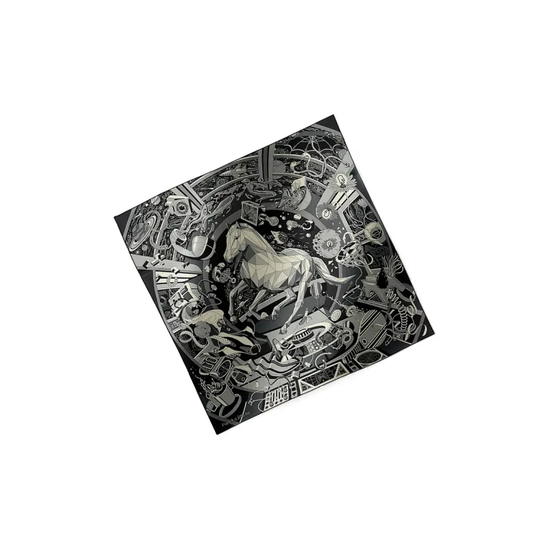 HERMES Cashmere Mulberry Silk Knit Scarves Men's Gray-2
