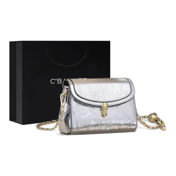 C°BANNER Cow Leather With Synthetic Leather Shoulder Bag, Crossbody Bag Regular Women's Silver/Wine Coffee