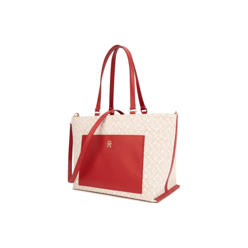 Tommy Hilfiger Blended Material Shoulder Bag Women's Red White Color Blocking-1