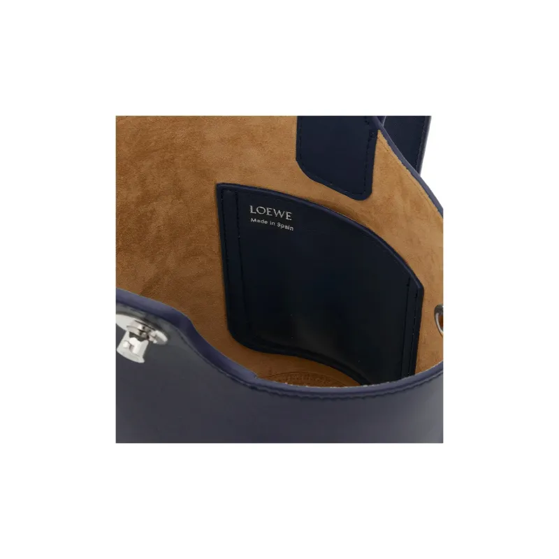 LOEWE Bucket Series Soft Cow Leather Bucket Bags Shoulder Bag Crossbody Bag Handbag Mini Women's Dark Blue-4
