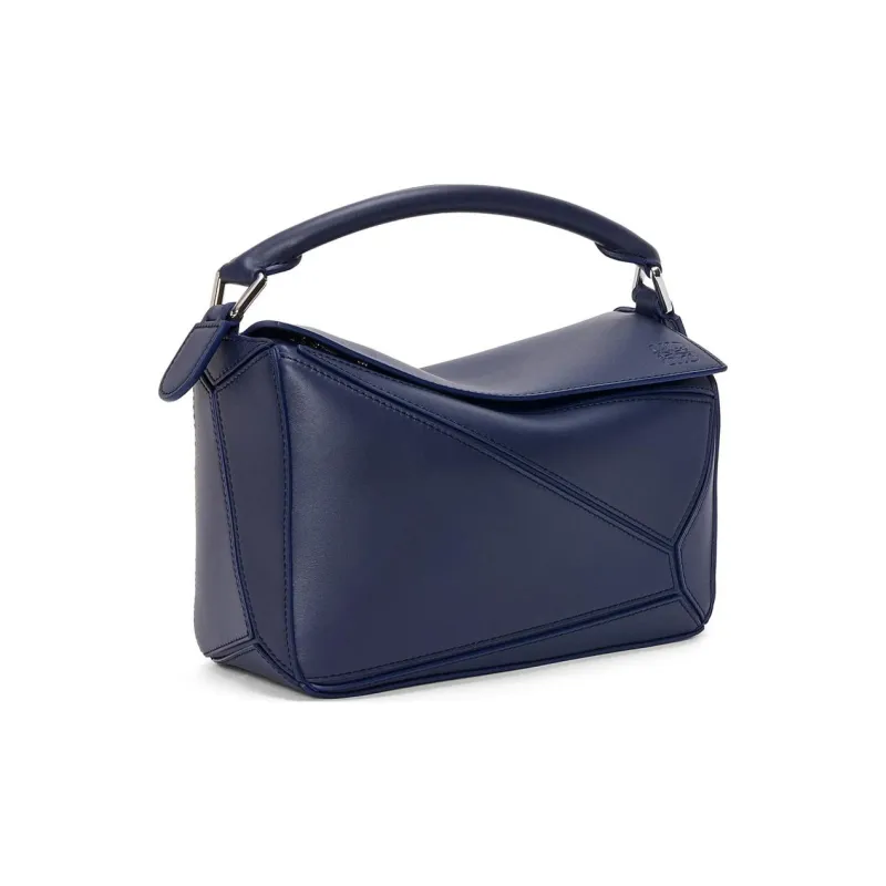 LOEWE Small Puzzle Bag In Satin Calfskin Abyss Blue-3