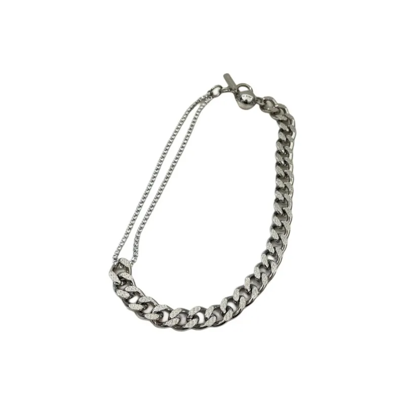JUSTINE CLENQUET Brass, Palladium Plated, Crystal Necklaces Women's Silver-1