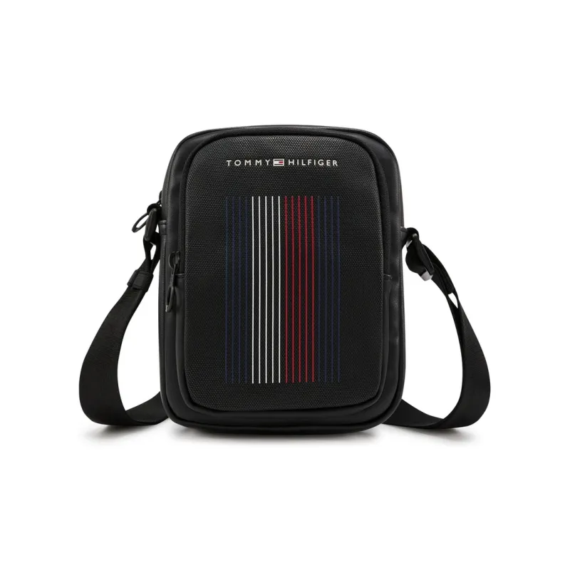 Tommy Hilfiger Polyester Artificial Leather Bonded Crossbody Bag Men's Black-0