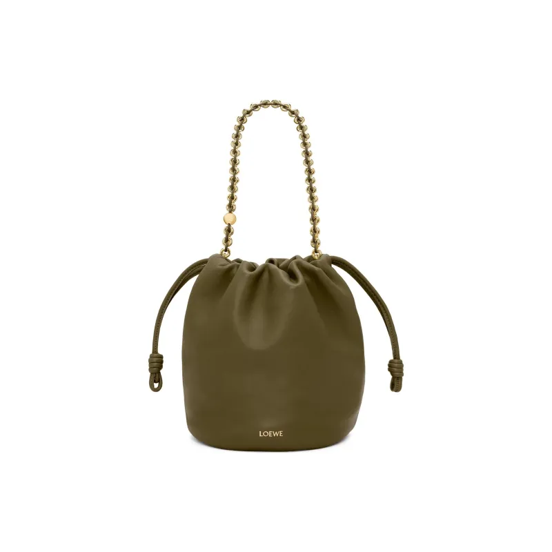 LOEWE Sheepskin Bucket Bag Handbag Shoulder Bag Crossbody Bag Women's Dark Khaki Green-1