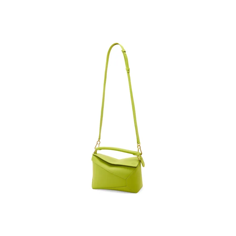 LOEWE Puzzle Cow Leather Handbag Shoulder Bag Crossbody Bag Small Size Women's Grass Green-5