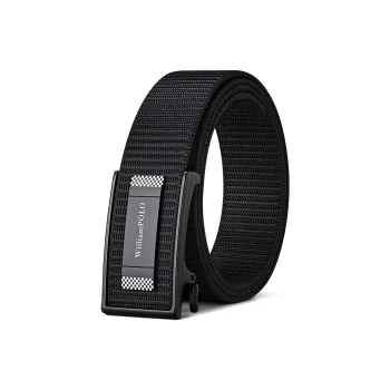 WilliamPOLO Fabric Belt Men's Black 3.5cm Width