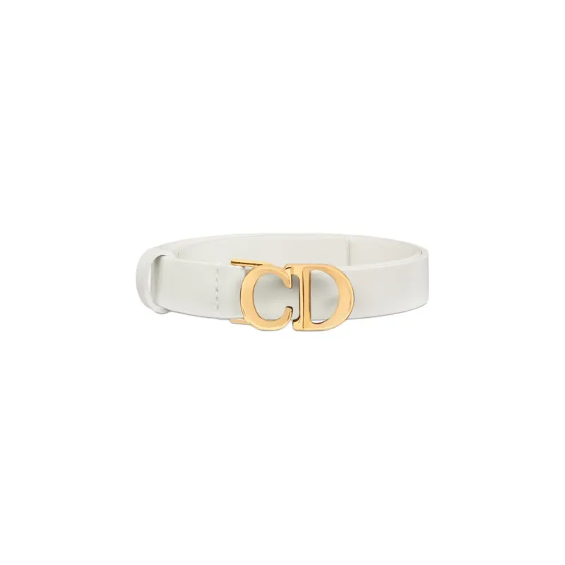 DIOR Logo Buckle Calfskin Leather Belts Women's Latte Width 2CM-1
