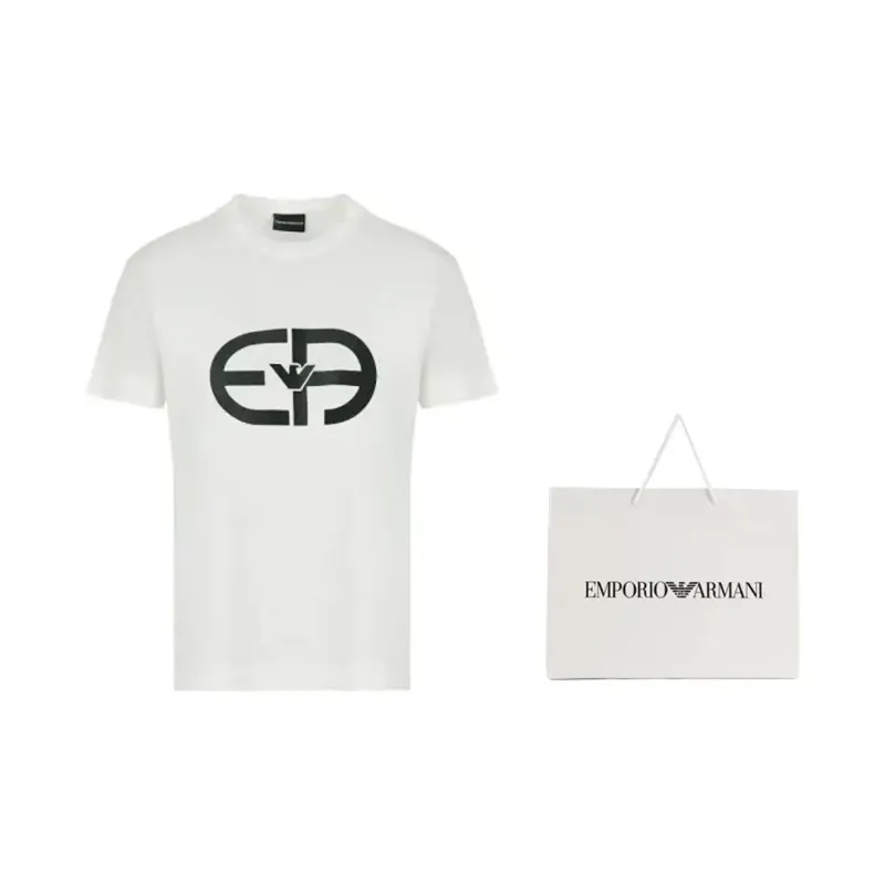 EMPORIO ARMANI Lyocell blend Jersey T shirt With Oversized Ea Logo-1