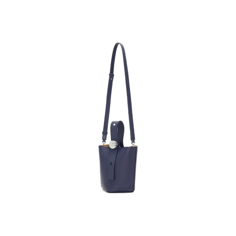 LOEWE Bucket Series Soft Cow Leather Bucket Bags Shoulder Bag Crossbody Bag Handbag Mini Women's Dark Blue-1