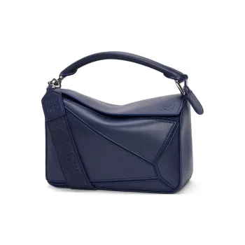 LOEWE Small Puzzle Bag In Satin Calfskin Abyss Blue