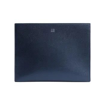 Dunhill Full Grain Small Cow Leather Clutch Men's Marine Blue