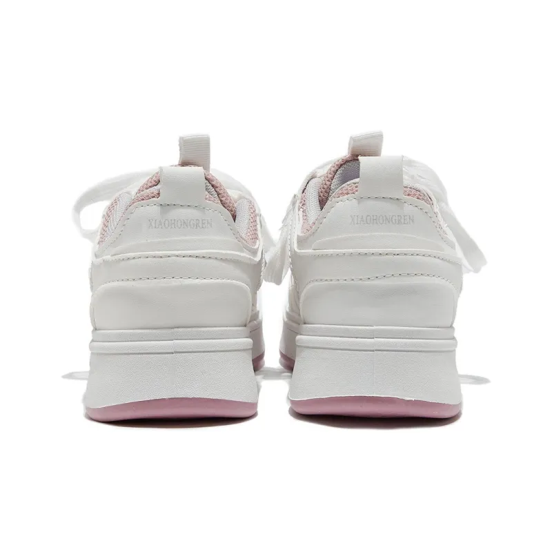 Little Red Man Low-Top Skateboard Shoes Women's White Pink-2