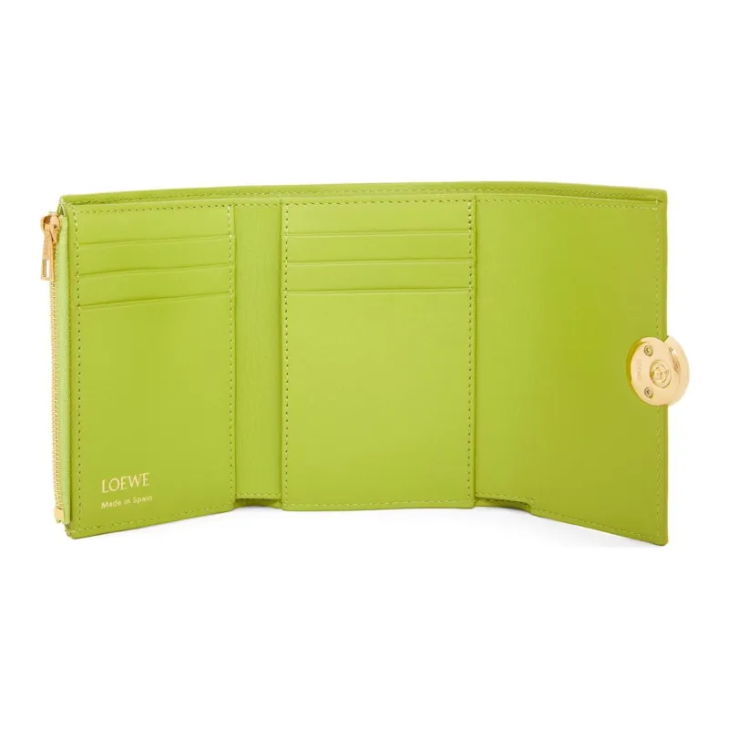 LOEWE Shiny Nappa Calfskin Wallet Small Size Women's Bright Green-3