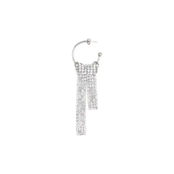 JUSTINE CLENQUET Brass, Palladium Plated, Crystal Earrings Women's Silver