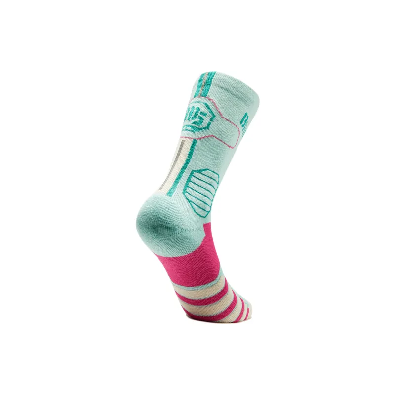 LiNing Badfive Basketball Socks Unisex 1 Pack Cool Green/Ecru/Vibrant Pink-1