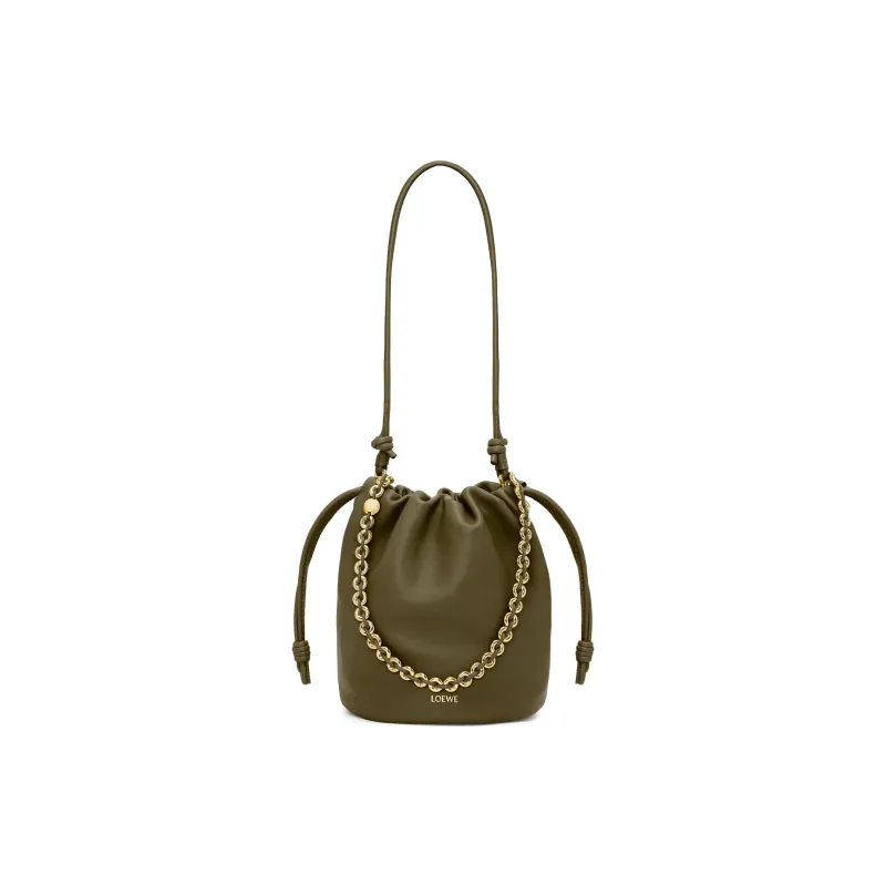 LOEWE Sheepskin Bucket Bag Handbag Shoulder Bag Crossbody Bag Women's Dark Khaki Green-2