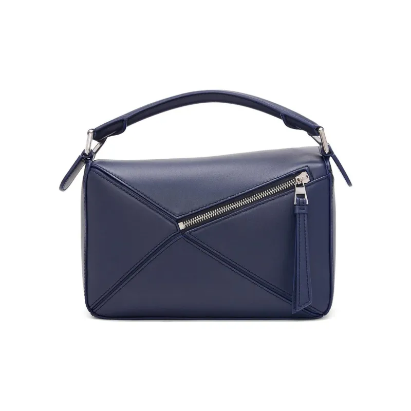 LOEWE Small Puzzle Bag In Satin Calfskin Abyss Blue-5