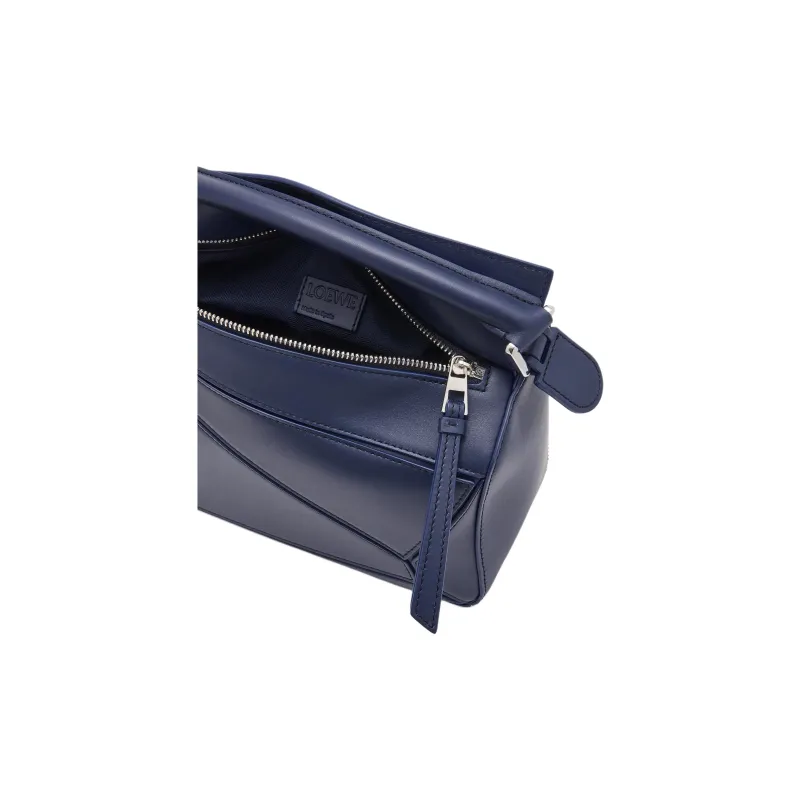 LOEWE Small Puzzle Bag In Satin Calfskin Abyss Blue-6