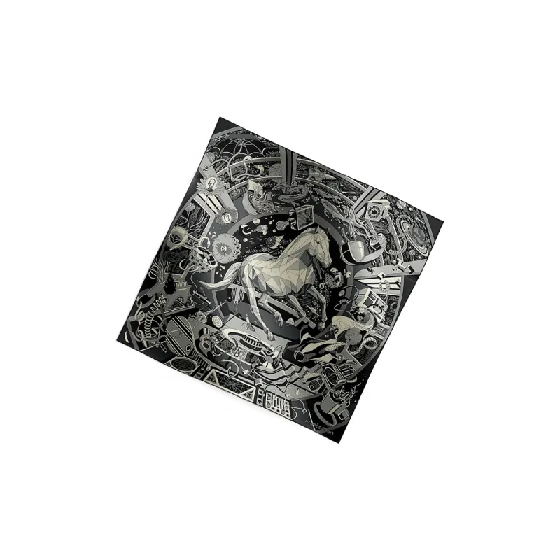 HERMES Cashmere Mulberry Silk Knit Scarves Men's Gray-1