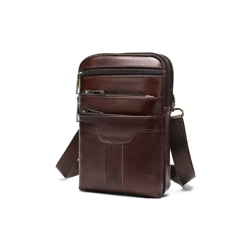CMLZIUA Cow Leather Crossbody Bags Regular Unisex Coffee Small/Coffee Large/Black, Small/Black Large Size-6