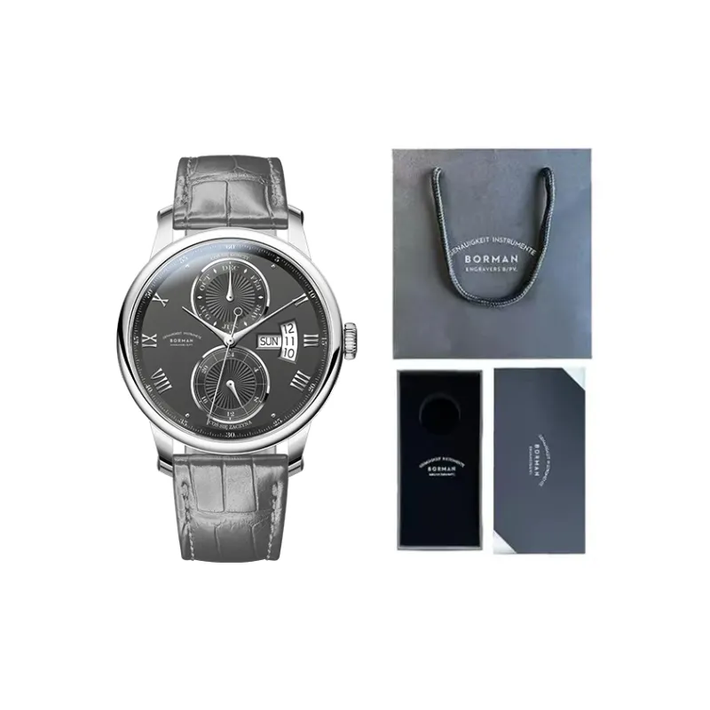 BORMAN Automatic Mechanical Movement Genuine Leather Strap Watch Men's Watches White Dial-20