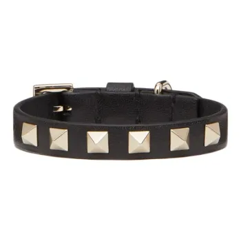 Valentino Stud Design Leather Belts Women's Black 12cm Wide