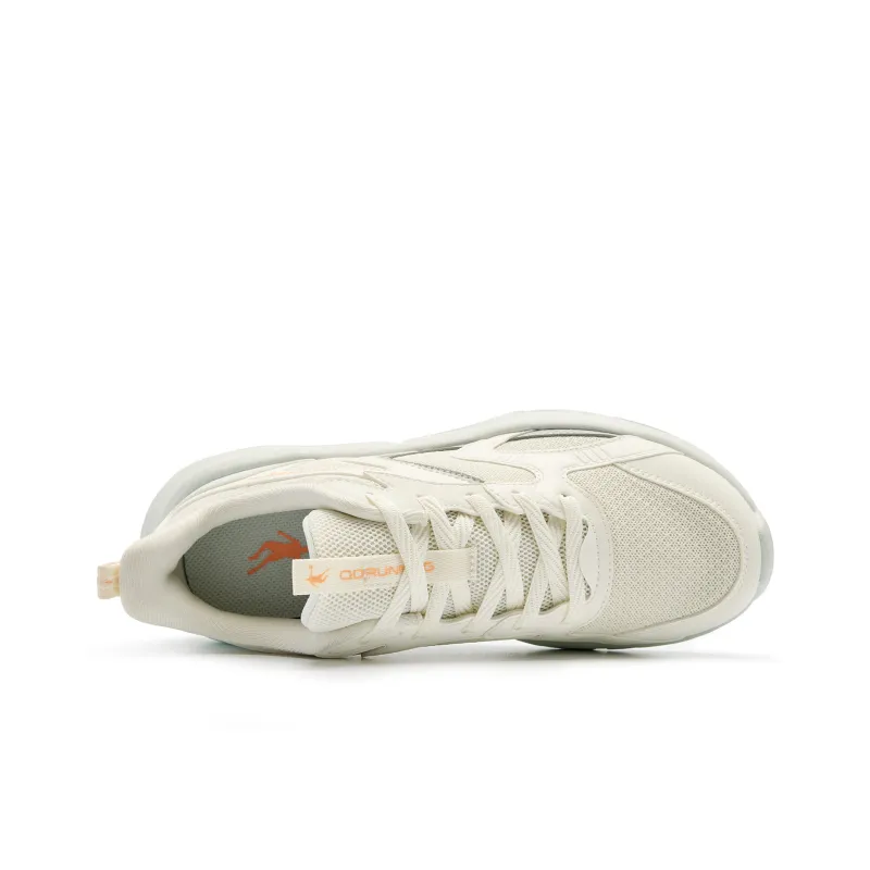 QIAODAN Cushioning Low Top Running Shoes Women's Beige Green-3
