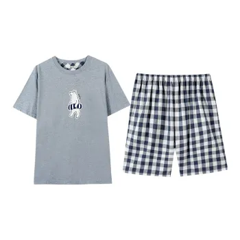 AUTUMNDEER Pajama Set Men's Blue Heather Gray