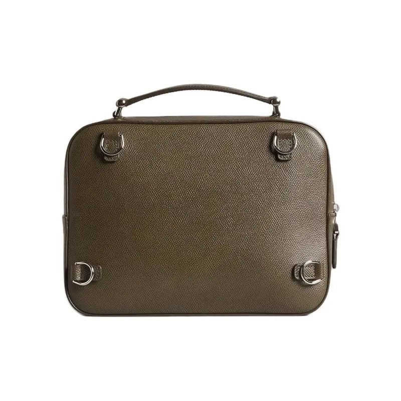 Dunhill Full Grain Calfskin Leather Clutch Handbag Men's Olive-1