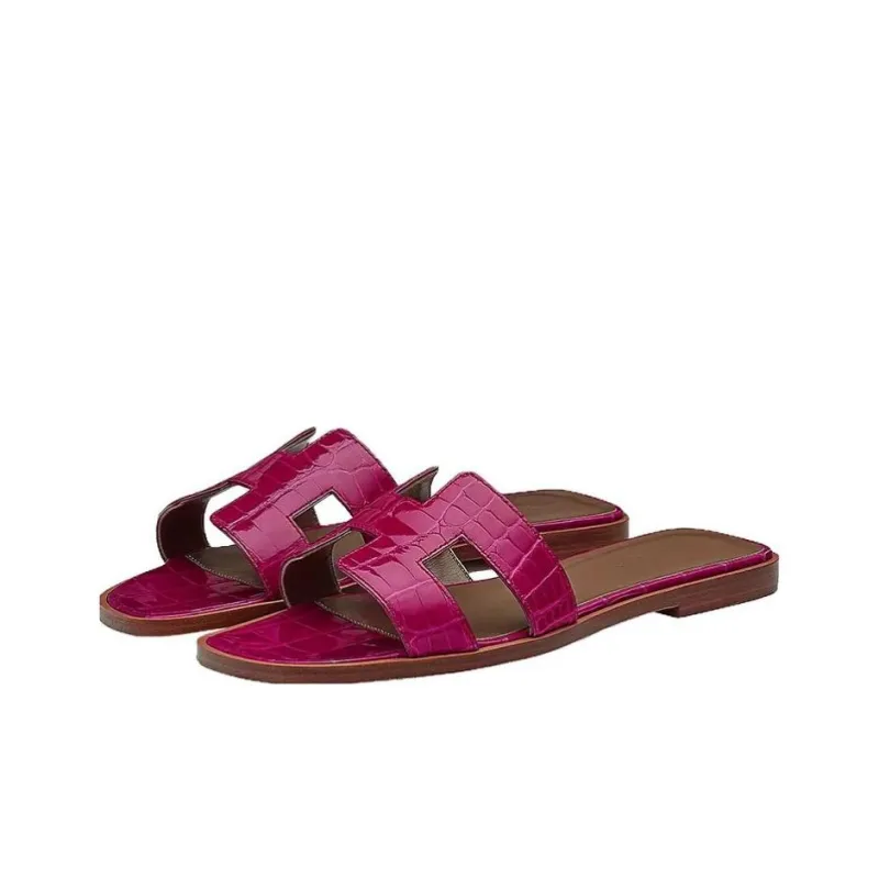 HERMES Rubber Sole Slide Slippers Women's Fuchsia-3