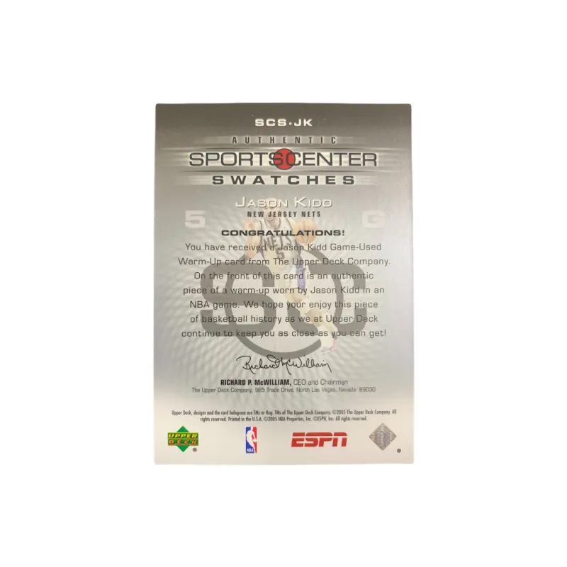 UPPER DECK Jason Kidd Nets 75 Great Stars GU Game Used Jersey, Basketball Card, Card Access Pass Sports Cards 1 Pc-1