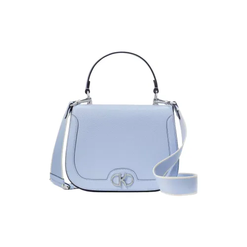 Kate Spade Eggstone Grain Leather Saddle Bag Shoulder Bag Crossbody Bag Handbag Women's Blue