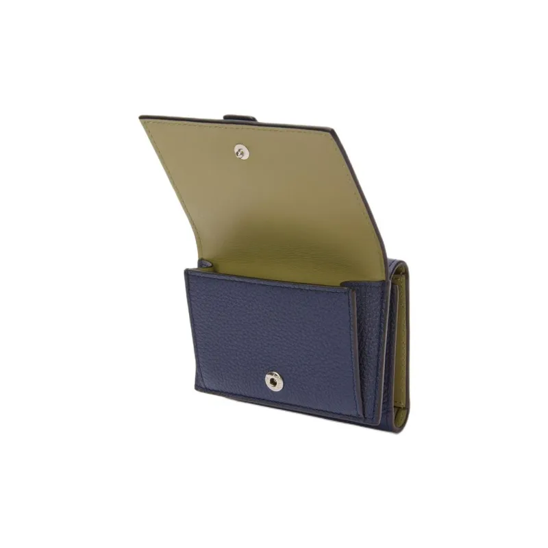 LOEWE Soft Grain Calfskin Wallet Trumpets Men's Abyss Blue & Olive Green-2