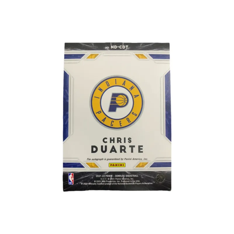 PANINI 2021 22 Durex Rising Stars RC Chris Duarte Pacers Next Day Tomorrow Sign Card Player Card Pass Sports Cards 1 Pc-1