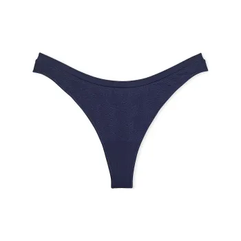 Victoria's Secret PINK SEAMLESS HIGH-LEG THONG PANTY / Midnight Navy Daisy Underpants Women's 1 Pack Midnight Marine
