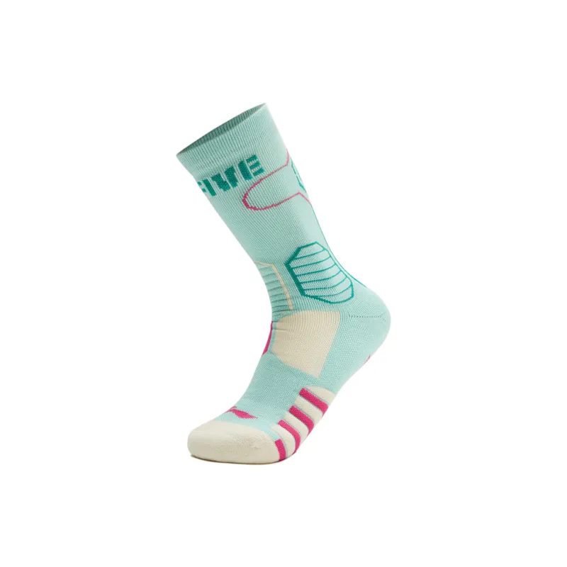 LiNing Badfive Basketball Socks Unisex 1 Pack Cool Green/Ecru/Vibrant Pink-0