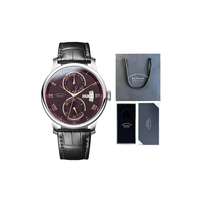 BORMAN Automatic Mechanical Movement Genuine Leather Strap Watch Men's Watches White Dial-16