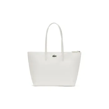 LACOSTE PVC Tote Bag, Shopping Bag, Shoulder Bag, Handbag Large Size Women's Ecru
