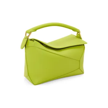LOEWE Puzzle Cow Leather Handbag Shoulder Bag Crossbody Bag Small Size Women's Grass Green
