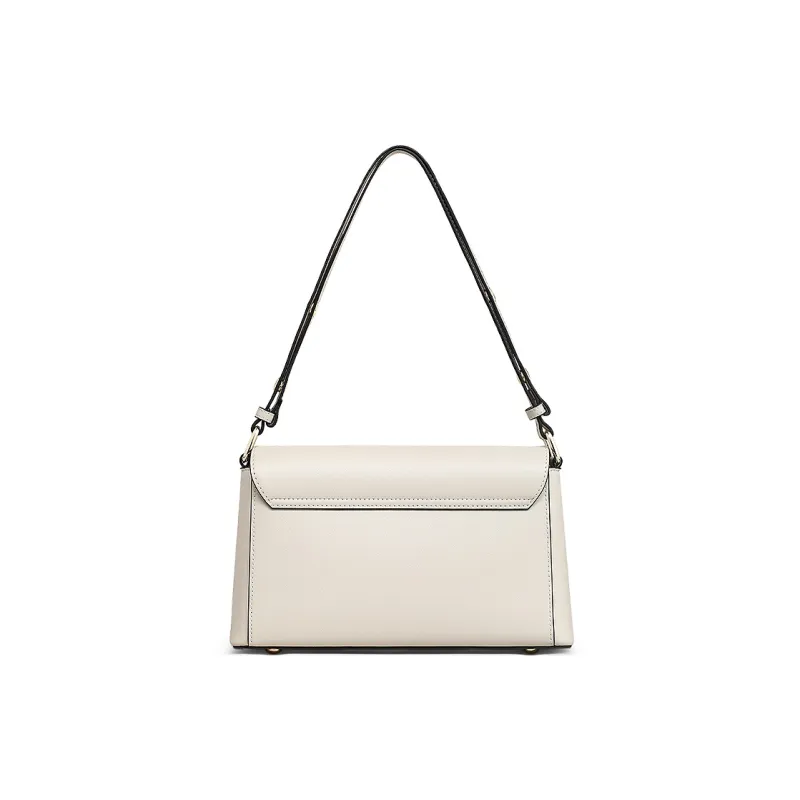 MILLIE'S Cow Leather Patchwork Synthetic Leather Small Square Bag Crossbody Bag Shoulder Bag Regular Women's Ecru-5