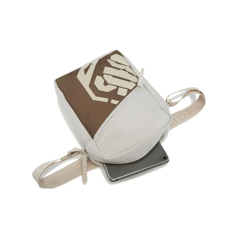 LiNing Polyester Shoulder Bag, Crossbody Bag Unisex Oat Gray & Brown-5