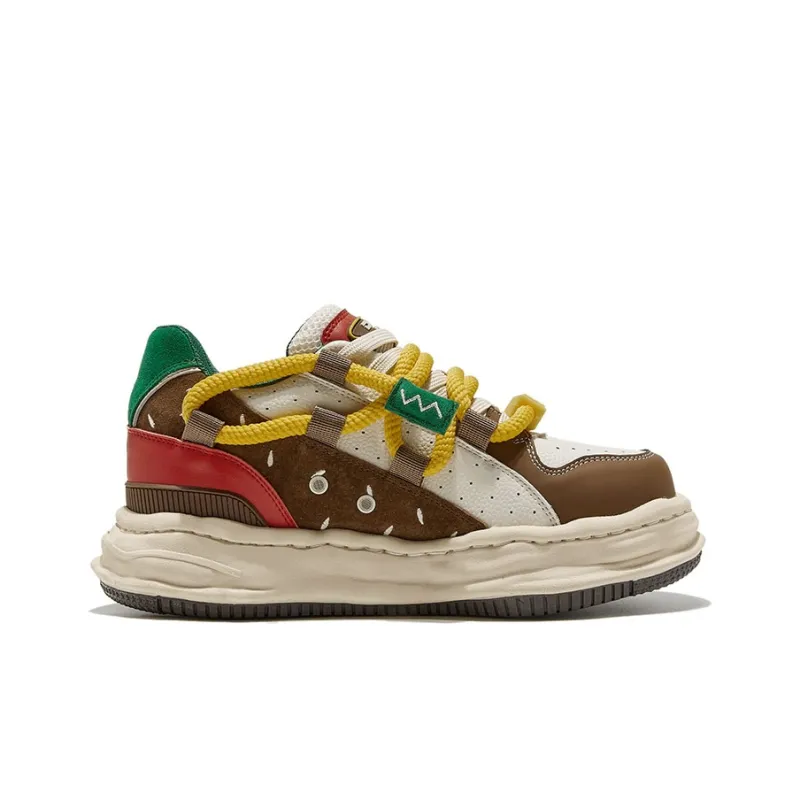 DVO Anti Slip Wear Resistant Low Top Skateboard Shoes Unisex Hamburger With French Fries-3