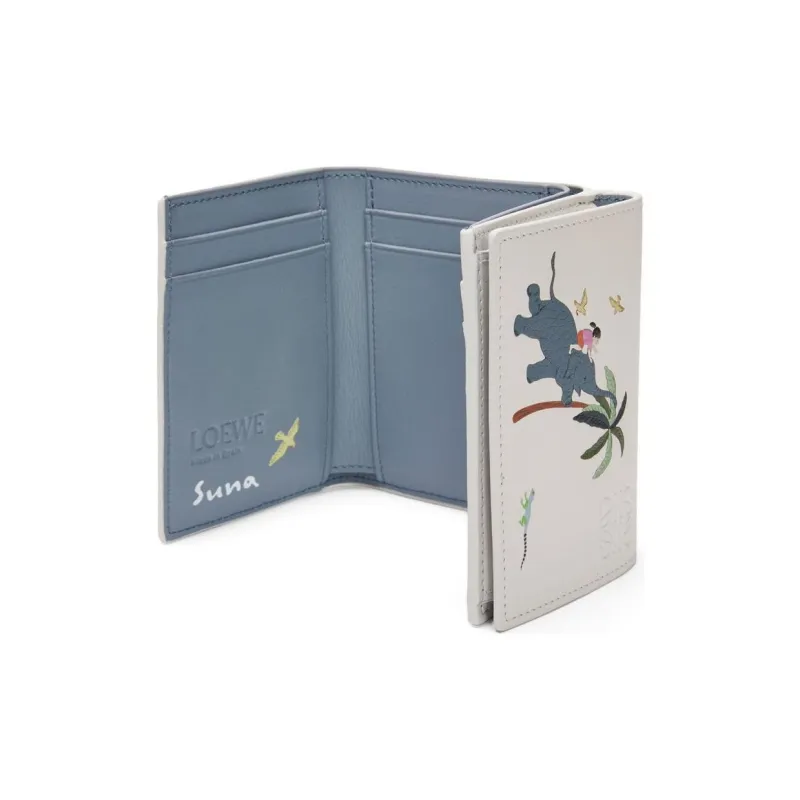 LOEWE Suna Fujita Collaboration Satin Calfskin Wallet Women's White-3