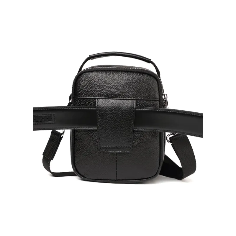 DOSRFINI Genuine Leather Shoulder Bag, Crossbody Bag, Handbag Men's Black-2